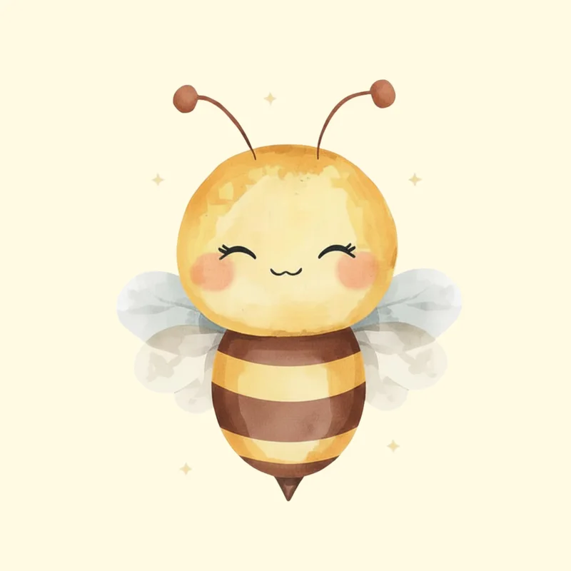 Mademoiselle l’Abeille lisant sur son coussin matelassé posé sur un plaid tricoté, près d’une tasse de thé fumante, d’un pot de miel de tendresse et d’un pichet de fleurs sauvages